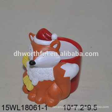 Ceramic flower pot with fox design